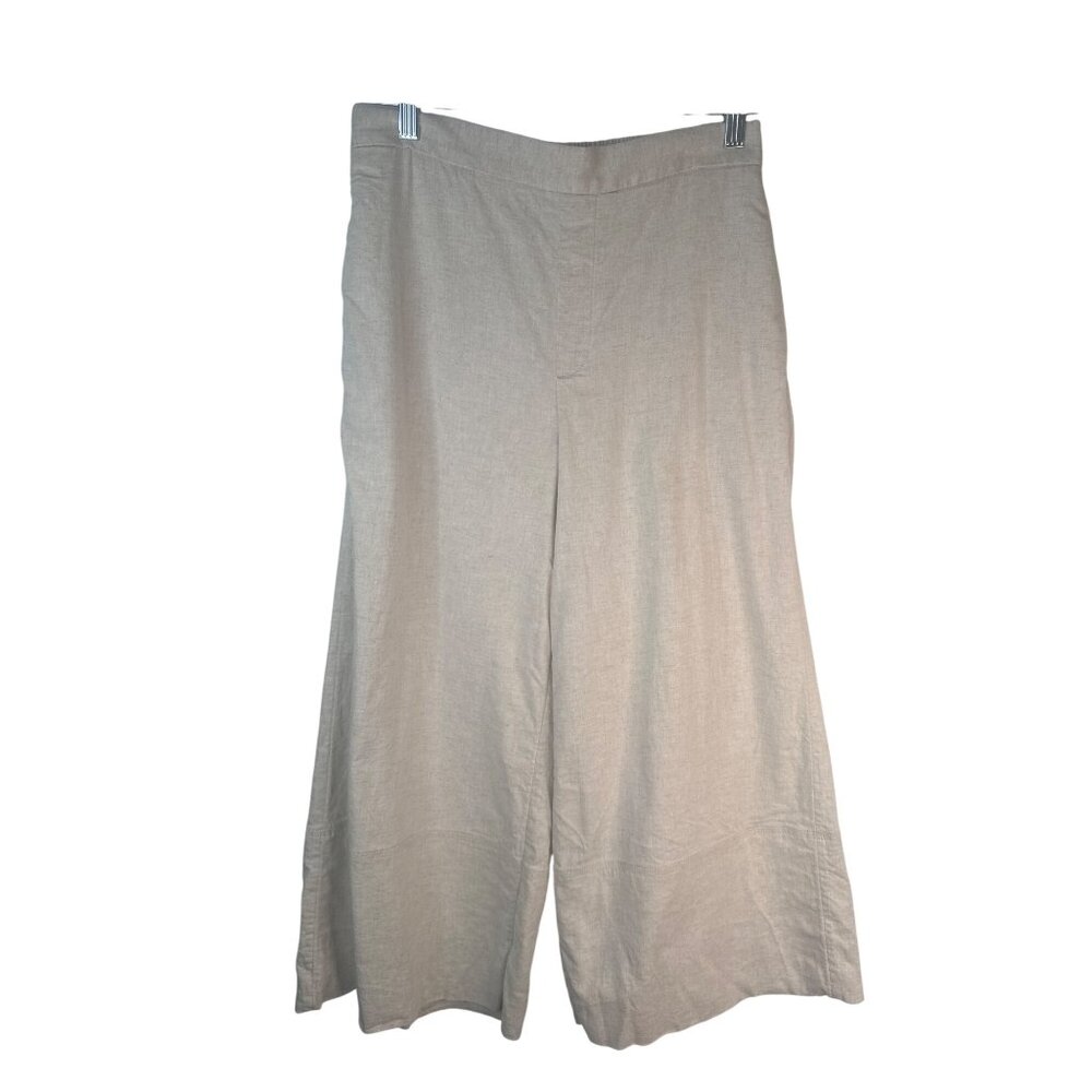 Banana Republic Wide Leg S Cropped Linen Blend Pants Soft Neutral Comfortable - Picture 2 of 16